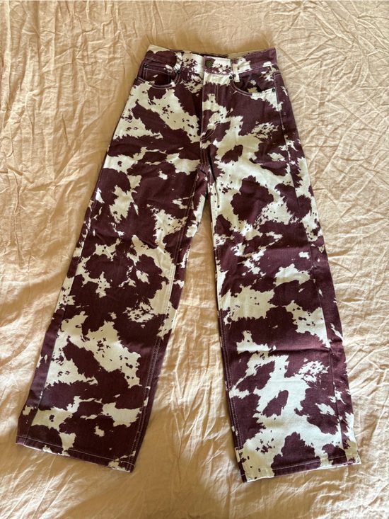 BDG Denim - BDG Maroon and White Cow-Print High Waist Pants